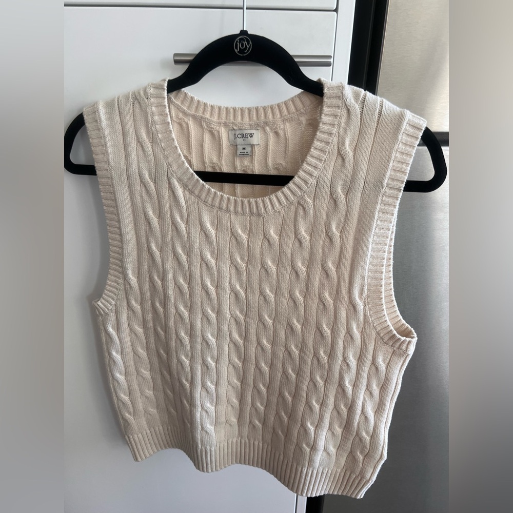 J. Crew Ivory Cable Knit Vest